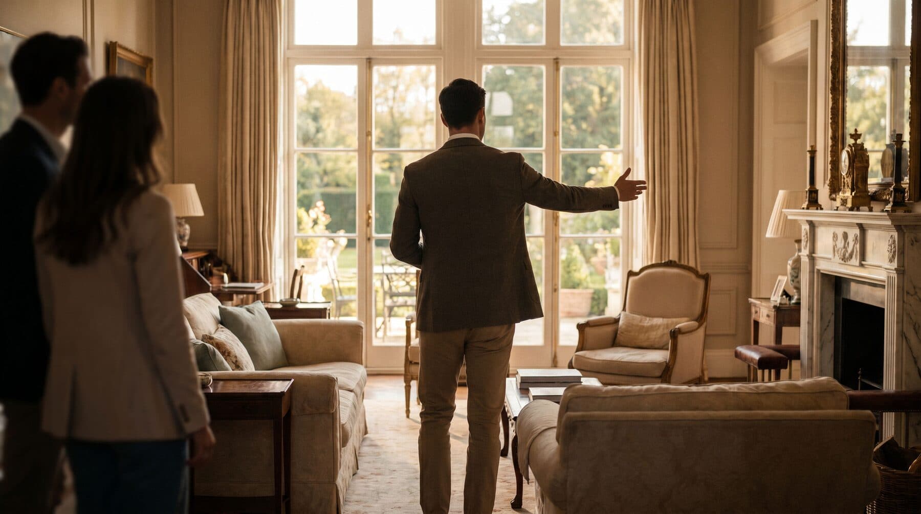 A senior valuer with owners at a home in person